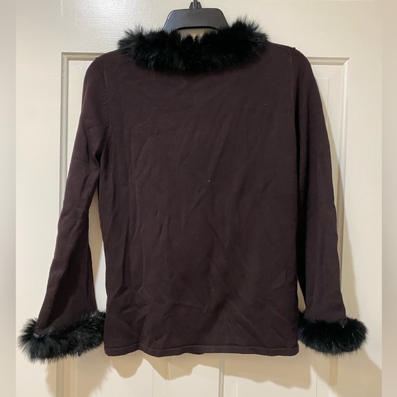Due Per Due Cardigan Blouse Faux Fur Top Sweater S - Picture 7 of 8